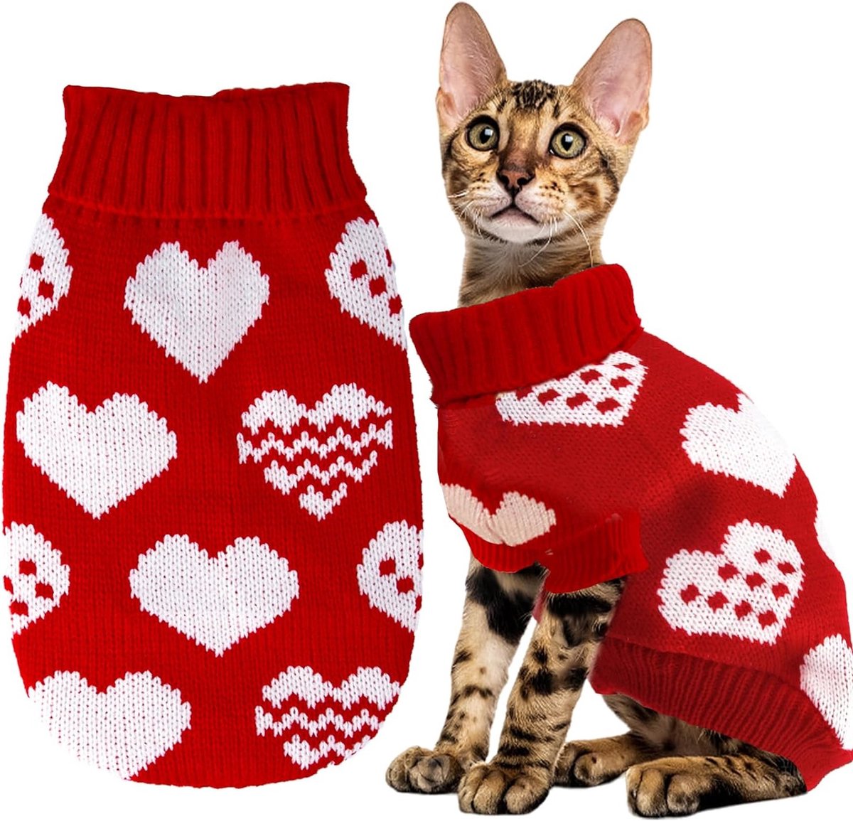 Warme en Schattige Kattentrui voor de Winter - Gebreide Kersttrui voor Huisdieren, Ideaal voor Koude Dagen en Comfortabele Pasvorm