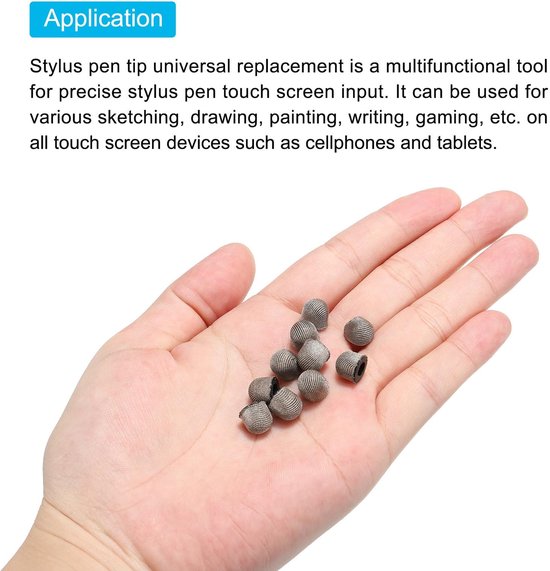 Allecto - Stylus Penpunten - Universele Vervanging - 12 Stuks - Geleidend Netvezel - Geschikt voor Touchscreen - 7 mm — afbeelding 3