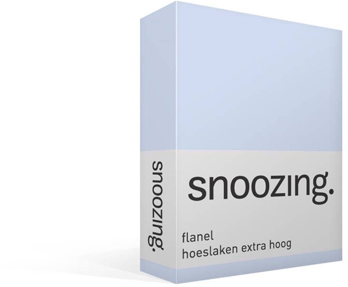 Snoozing Flanel - Hoeslaken - Extra Hoog - Eenpersoons - 80/90x200 cm - Hemel