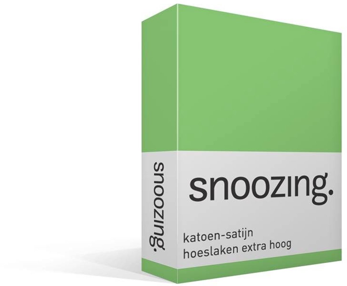 Snoozing Katoen-satijn - Hoeslaken - Extra Hoog - Lits-jumeaux - 150x200 cm - Lime