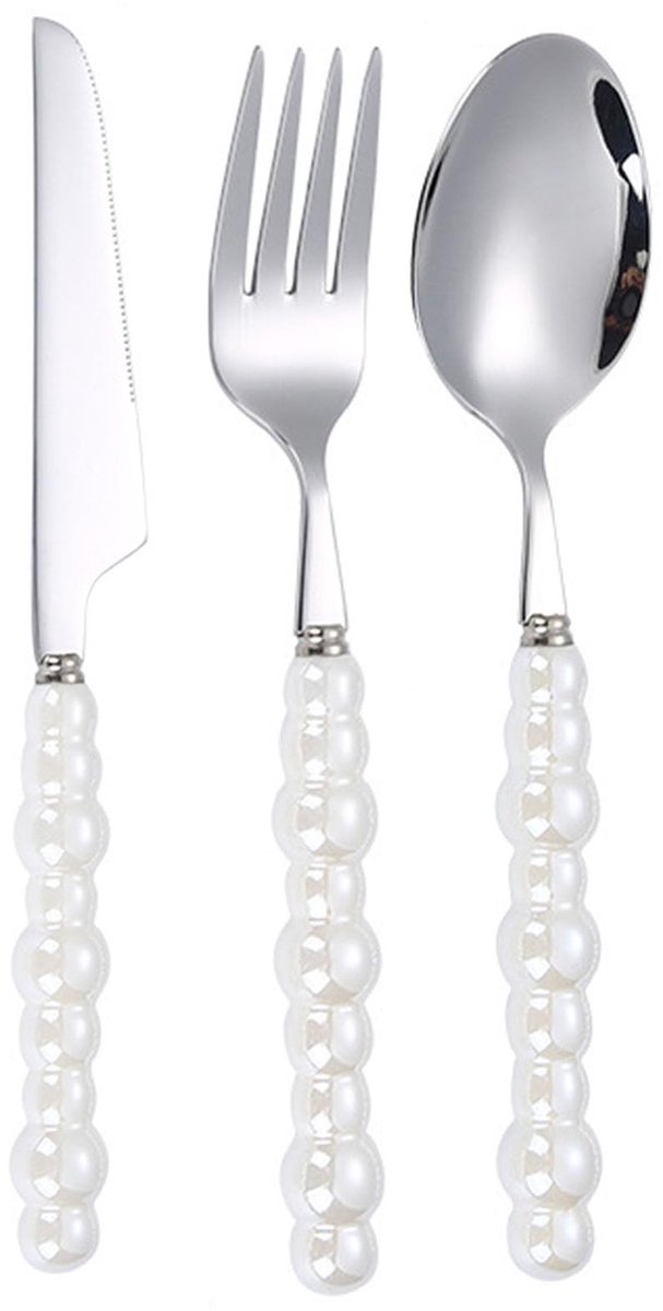 Riuulity Pearl Bestekset 304 RVS met Keramische Handgrepen - Luxe en Stijlvol