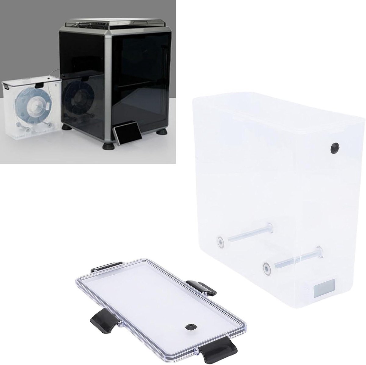 Filament Droger Box - 3D Print Opslag - Vocht Vrij Houden - Lagerrol Ontwerp - 1KG Capaciteit - Transparant