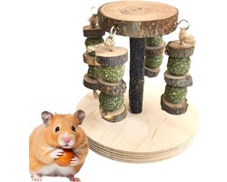 Hamster Knaagspeeltjes - Houten Snacks - Tanden Onderhoud - Natuurlijk Appel En Gras - 14x13 cm - Natuurlijk