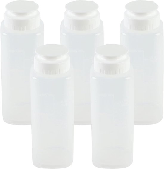 Set van 5 lekvrije 200 ml flessen met automatische opening en sluiting voor ketchup, mosterd, mayo, sauzen en olijfolie