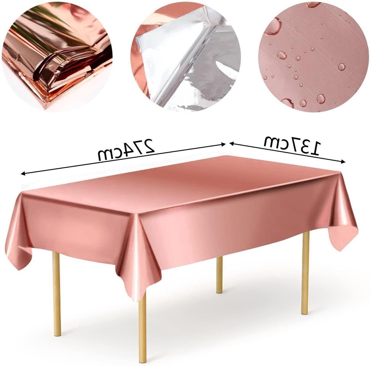 Feesttafelkleed set van 4, 137 x 274 cm, waterafstotend en vlekbestendig, perfect voor verjaardagen, barbecues en familiebijeenkomsten