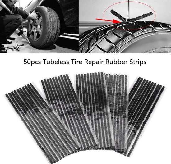 Reparatiestrips banden - Lekvrije reparatie - Band repareren - Zonder lijm - 50 stuks - Zwart — afbeelding 4