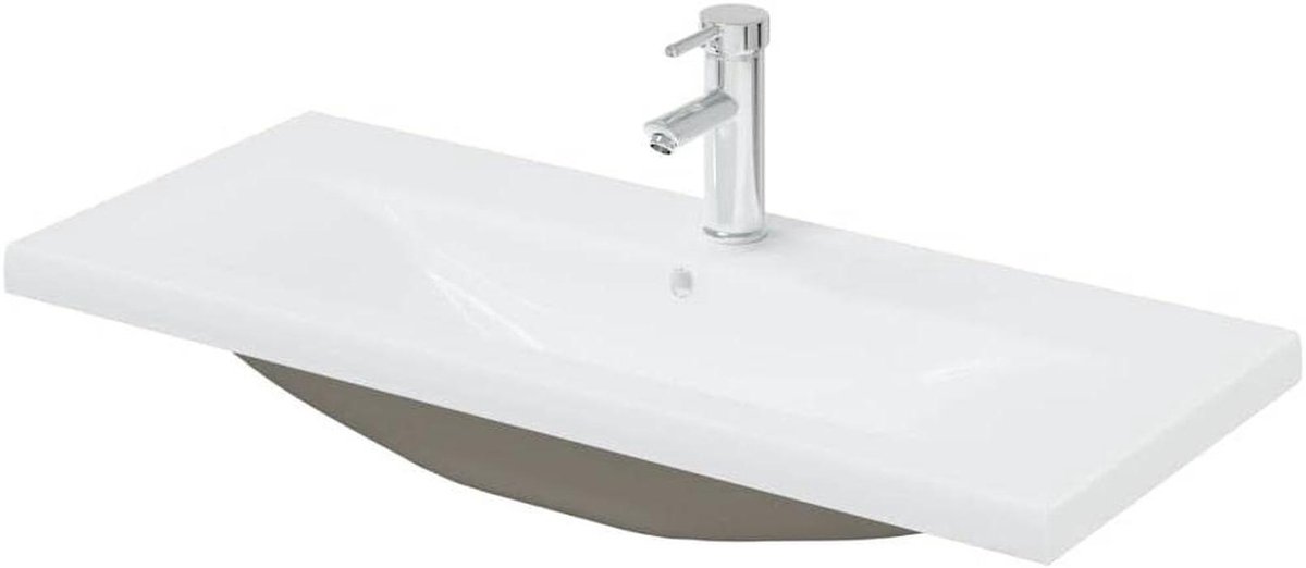Inbouwwastafel met kraan - Keramiek wasbak - Badkamer inrichten - Met overloopfunctie - 91x39x18 cm - Wit