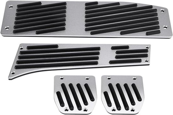 Auto Voetpedalen - Pedaal Covers - Handgeschakelde Transmissie - Antislip Oppervlak - 4 Stuks - Zilver Zwart van Merkloos — afbeelding 2
