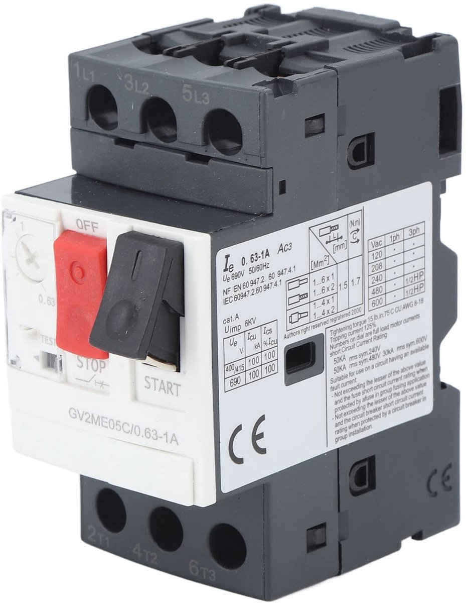 ONF3 - Motor Stroomonderbreker - Bescherming tegen kortsluiting - Betrouwbare schakelaar - 35mm Railmontage - Voor AC 690V - Ideaal voor motorst...
