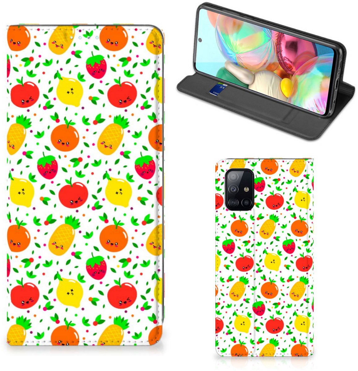 Samsung Galaxy A71 Flip Style Cover Fruits