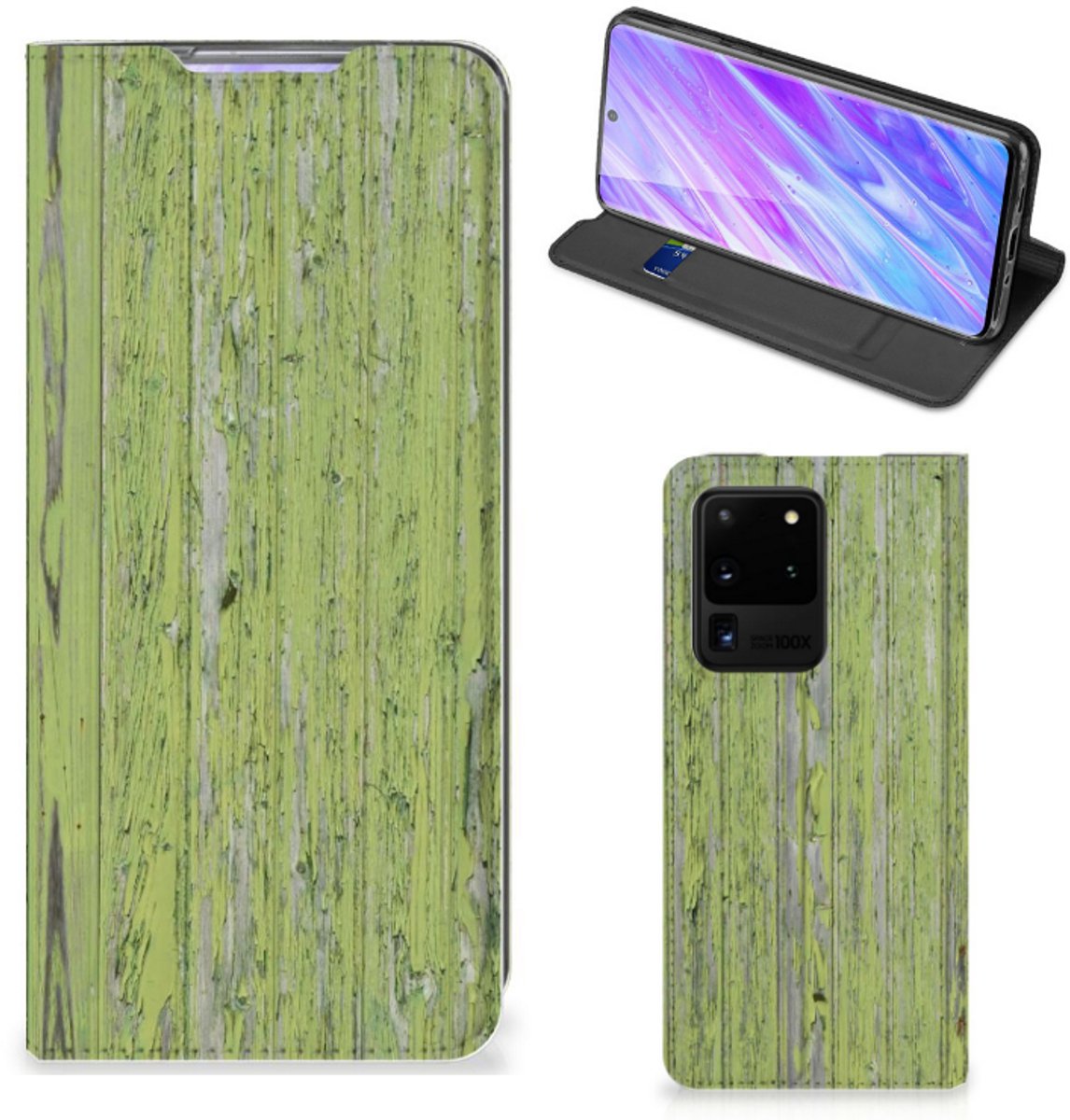 Samsung Galaxy S20 Ultra Book Wallet Case Green Wood