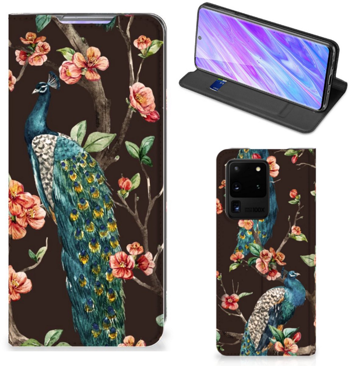 Samsung Galaxy S20 Ultra Hoesje maken Pauw met Bloemen
