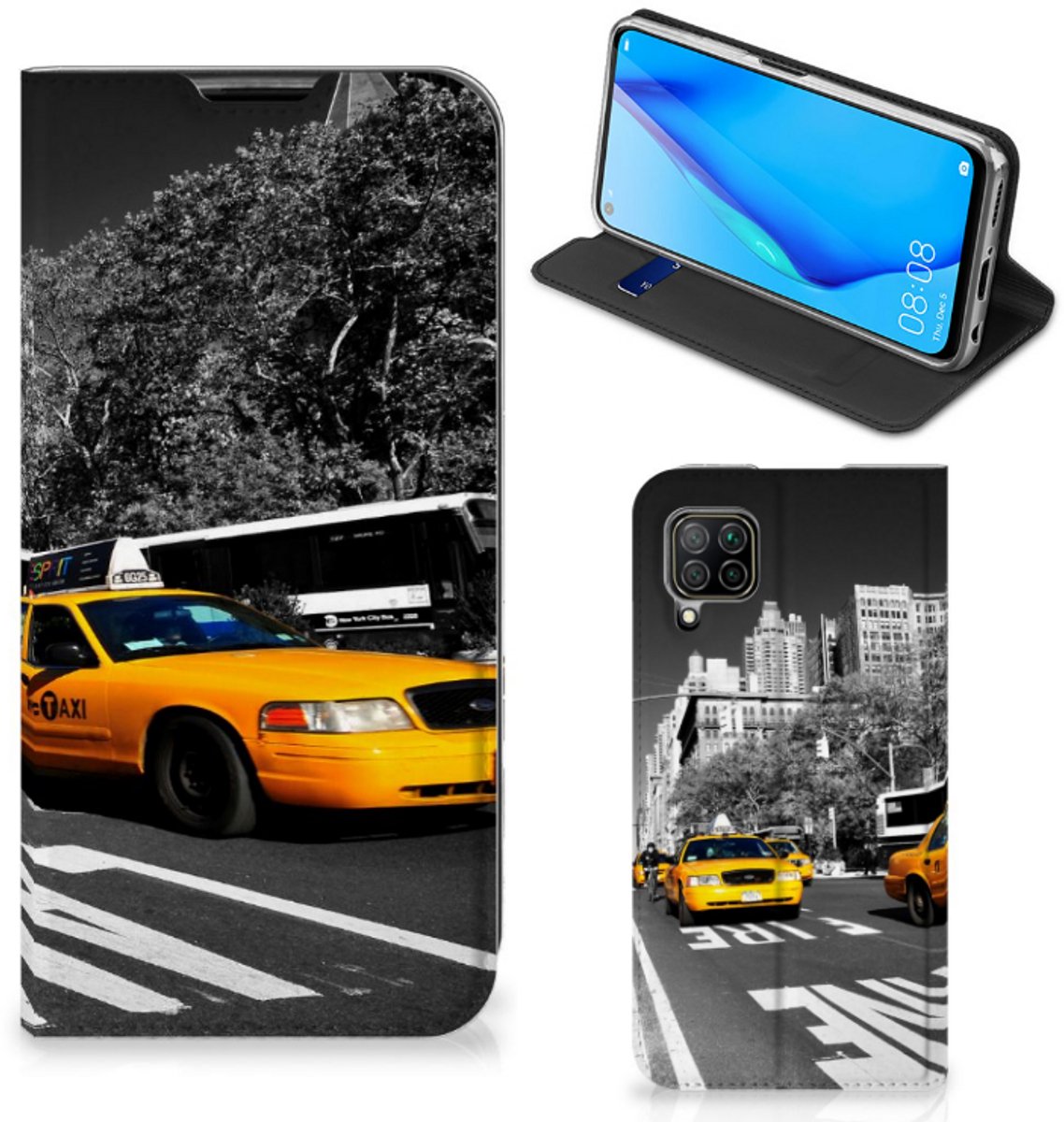 Huawei P40 Lite Book Cover New York Taxi