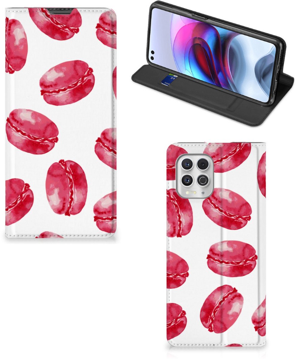 Motorola Moto G100 Flip Style Cover Pink Macarons
