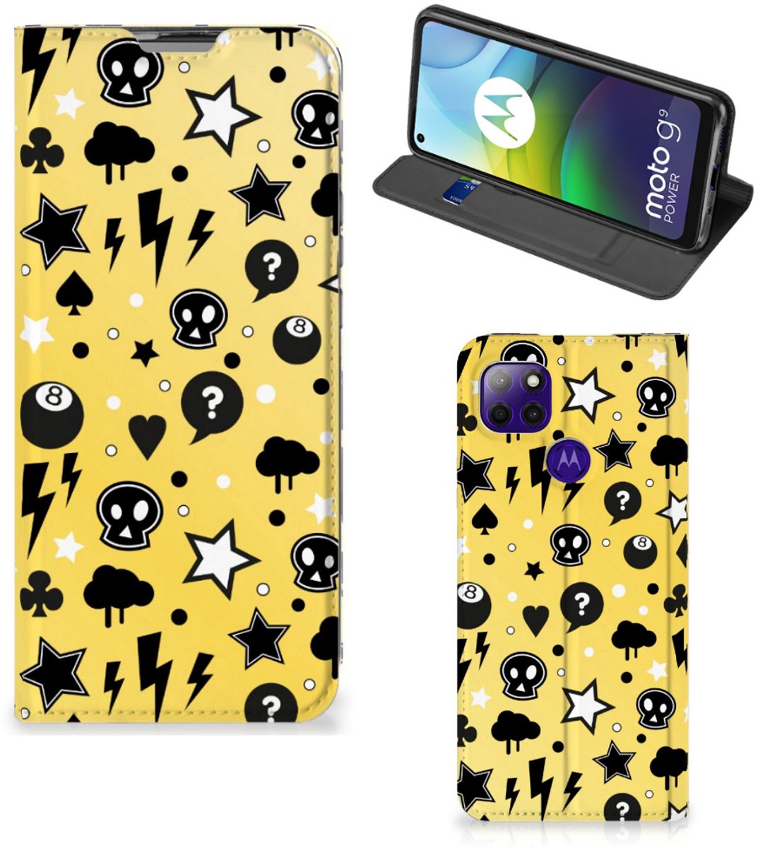 Mobiel BookCase Motorola Moto G9 Power Punk Geel