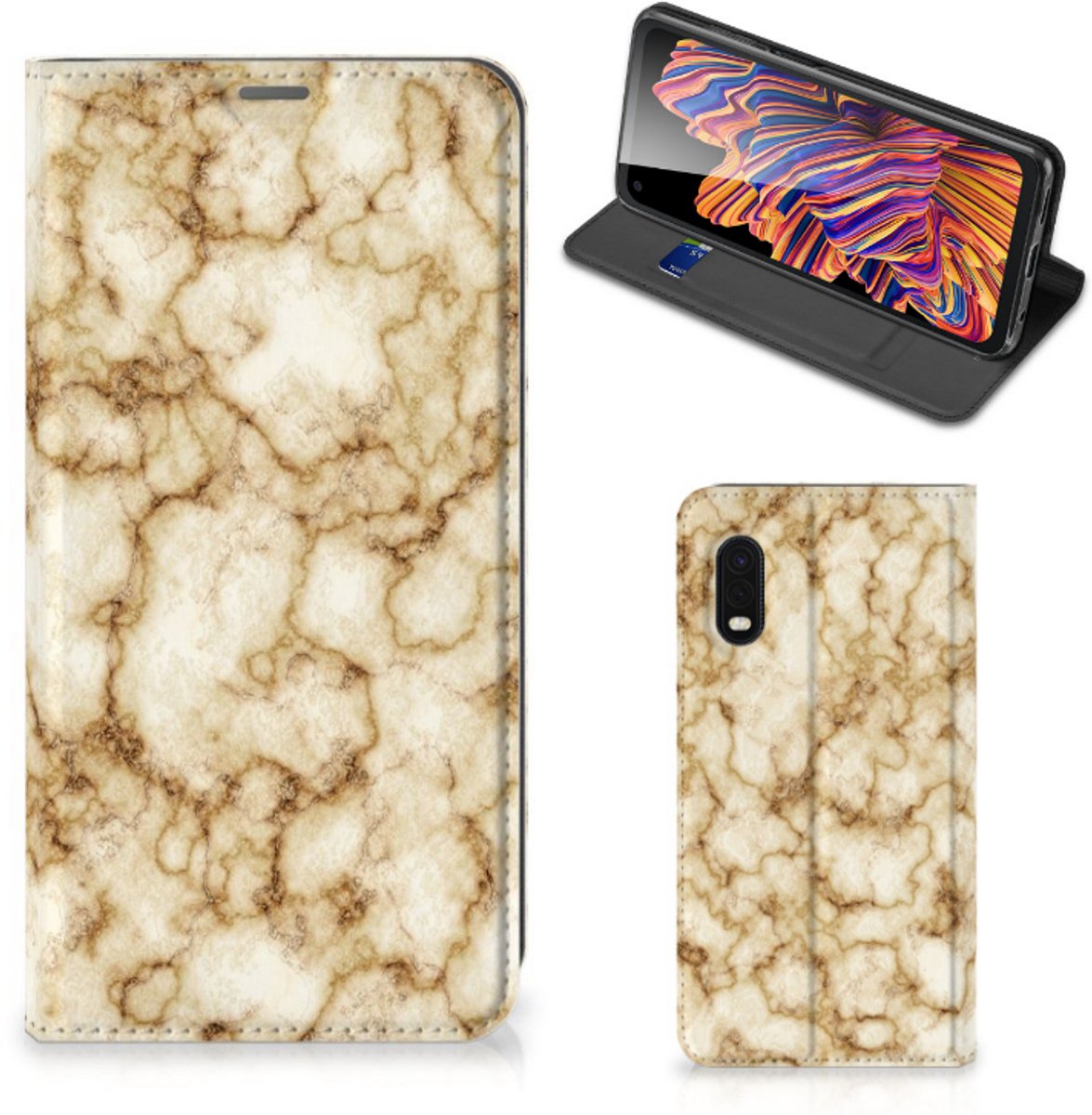 Samsung Xcover Pro Standcase Marmer Goud
