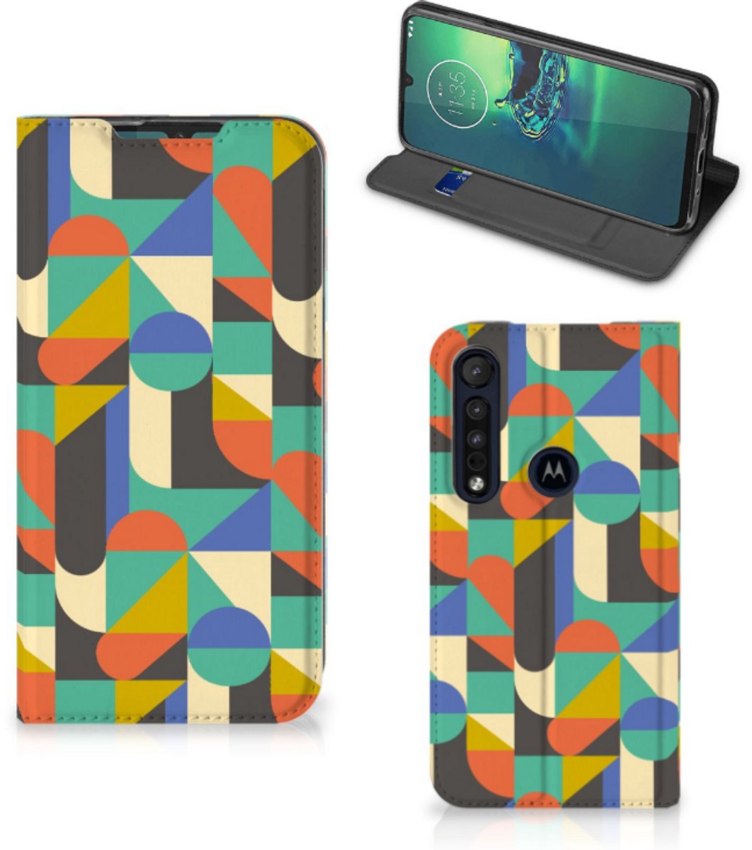 Motorola G8 Plus Hoesje met Magneet Funky Retro