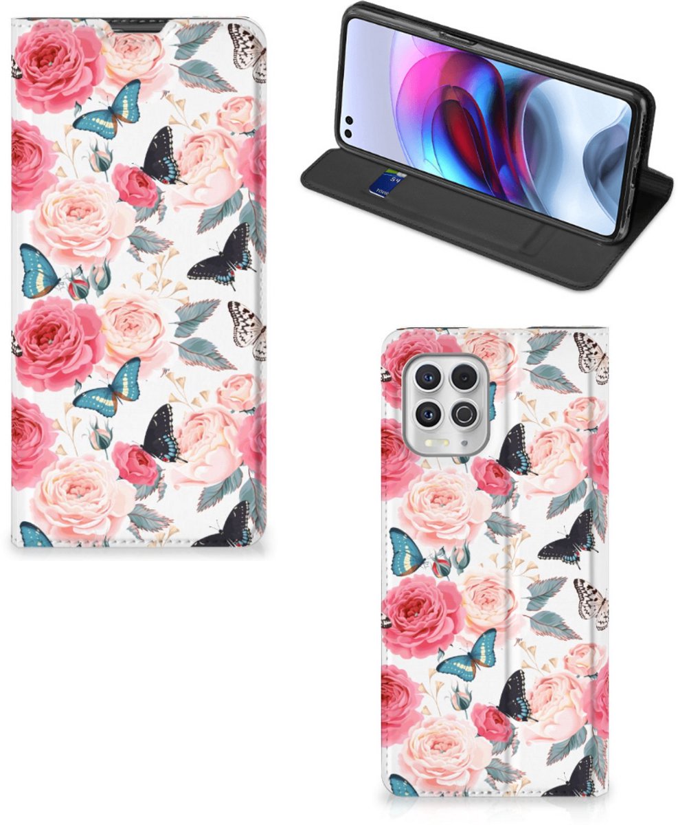 Motorola Moto G100 Smart Cover Butterfly Roses