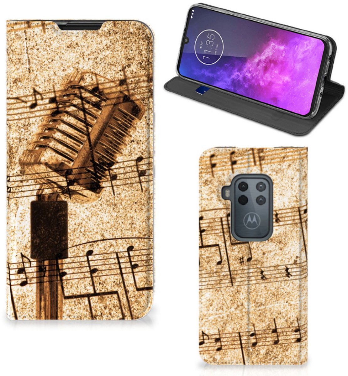 Book Case voor Motorola One Zoom Stand Case Bladmuziek