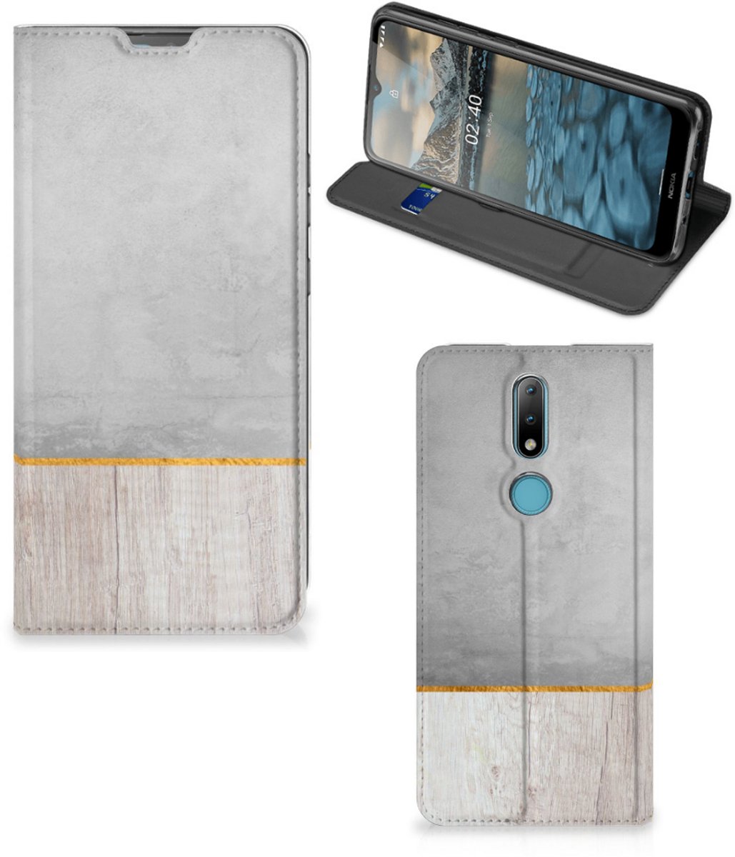 Nokia 2.4 Book Wallet Case Wood Concrete