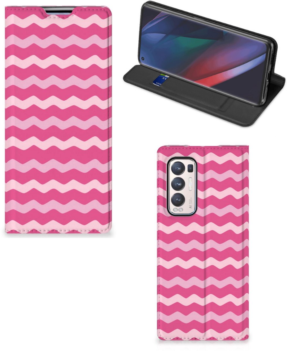 OPPO Find X3 Neo Hoesje met Magneet Waves Pink