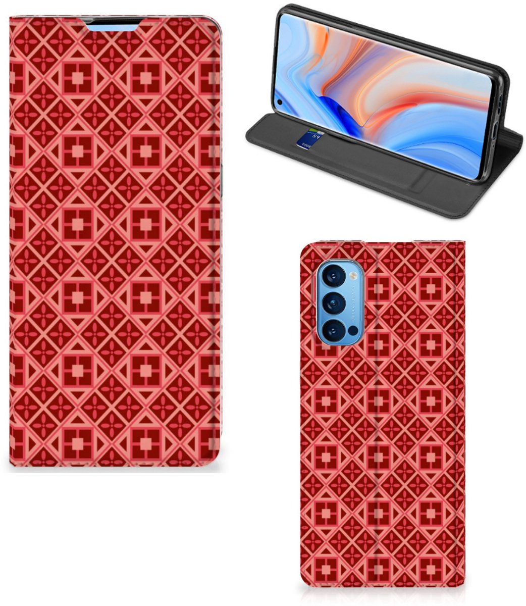 OPPO Reno4 Pro 5G Hoesje met Magneet Batik Rood