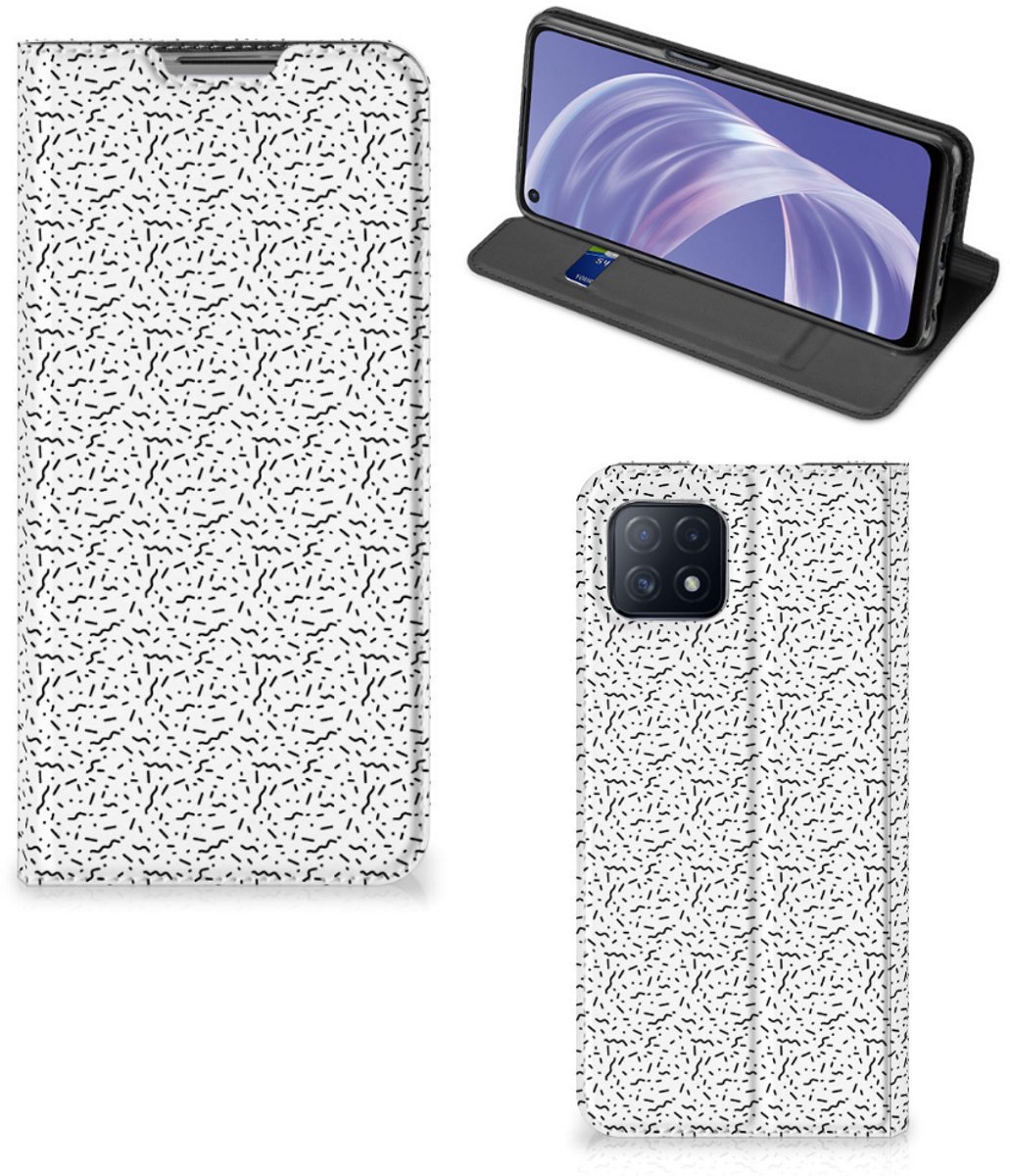 OPPO A73 5G Hoesje met Magneet Stripes Dots