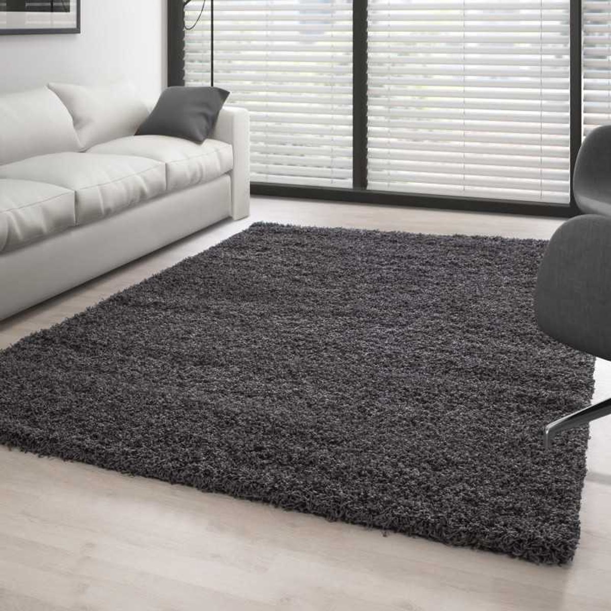 Hoogpolig vloerkleed, effen grijs 240x340 cm