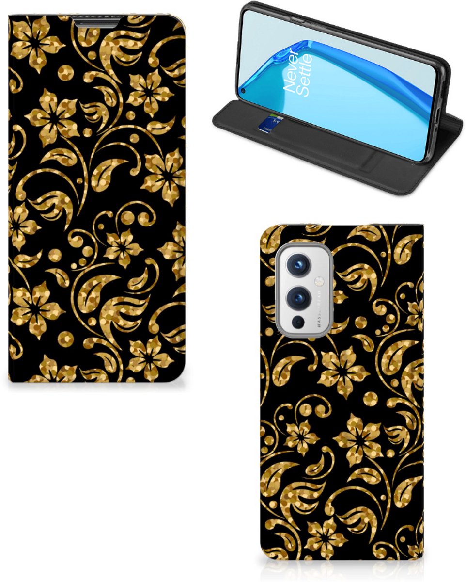 OnePlus 9 Smart Cover Gouden Bloemen