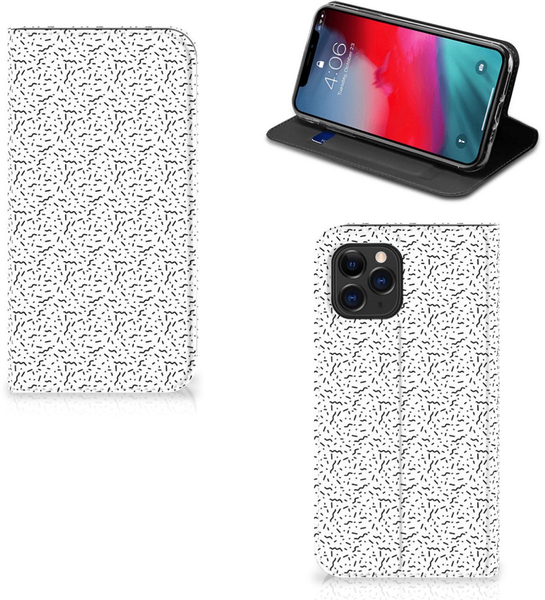Book Case voor Apple iPhone 11 Pro Hoesje met Magneet Stripes Dots