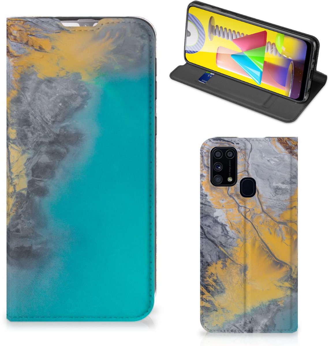 Samsung Galaxy M31 Standcase Marble Blue Gold