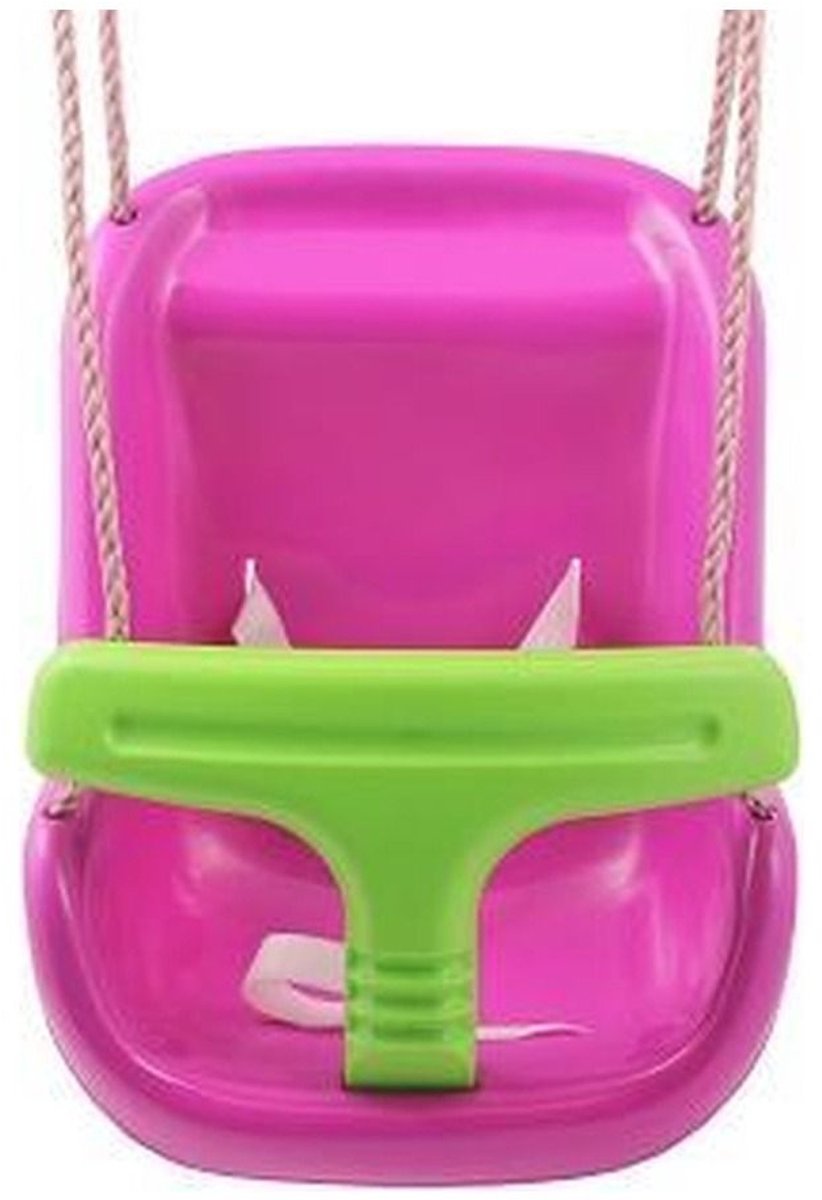 Baby Schommelzitje Luxe Roze/Limoengroen PP touwen