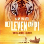 Cover van 'Het Leven van Pi' met een tijgergezicht, een jongen en een roeiboot.