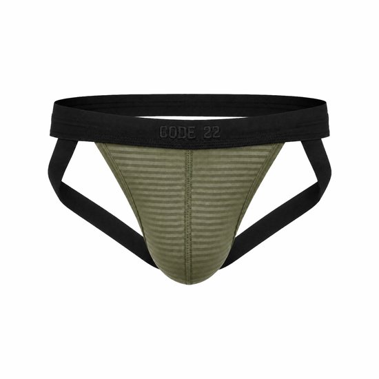 CODE 22 Zebra Jockstrap Khaki - MAAT S - Heren Ondergoed - Jockstrap voor Man - Mannen Jock