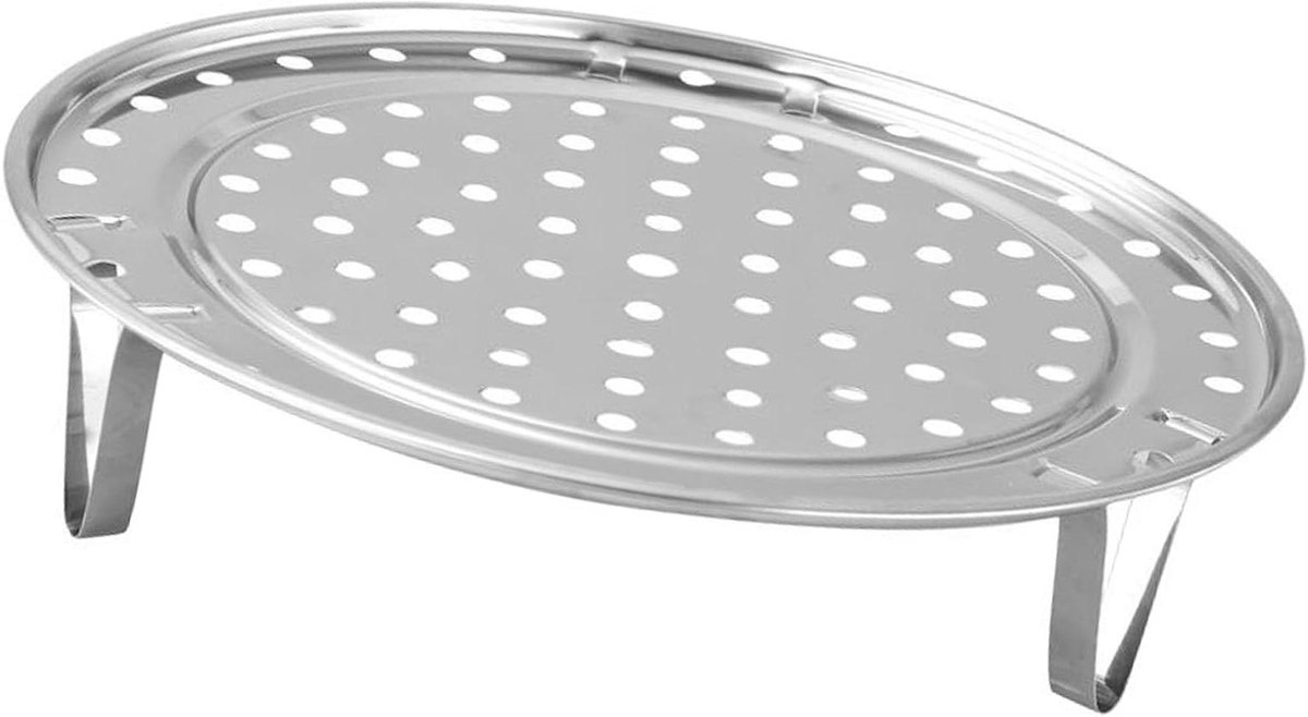 Stoomrek - Kookrek - Gezond Koken - Met Verwijderbare Poot - 18 cm - Zilver