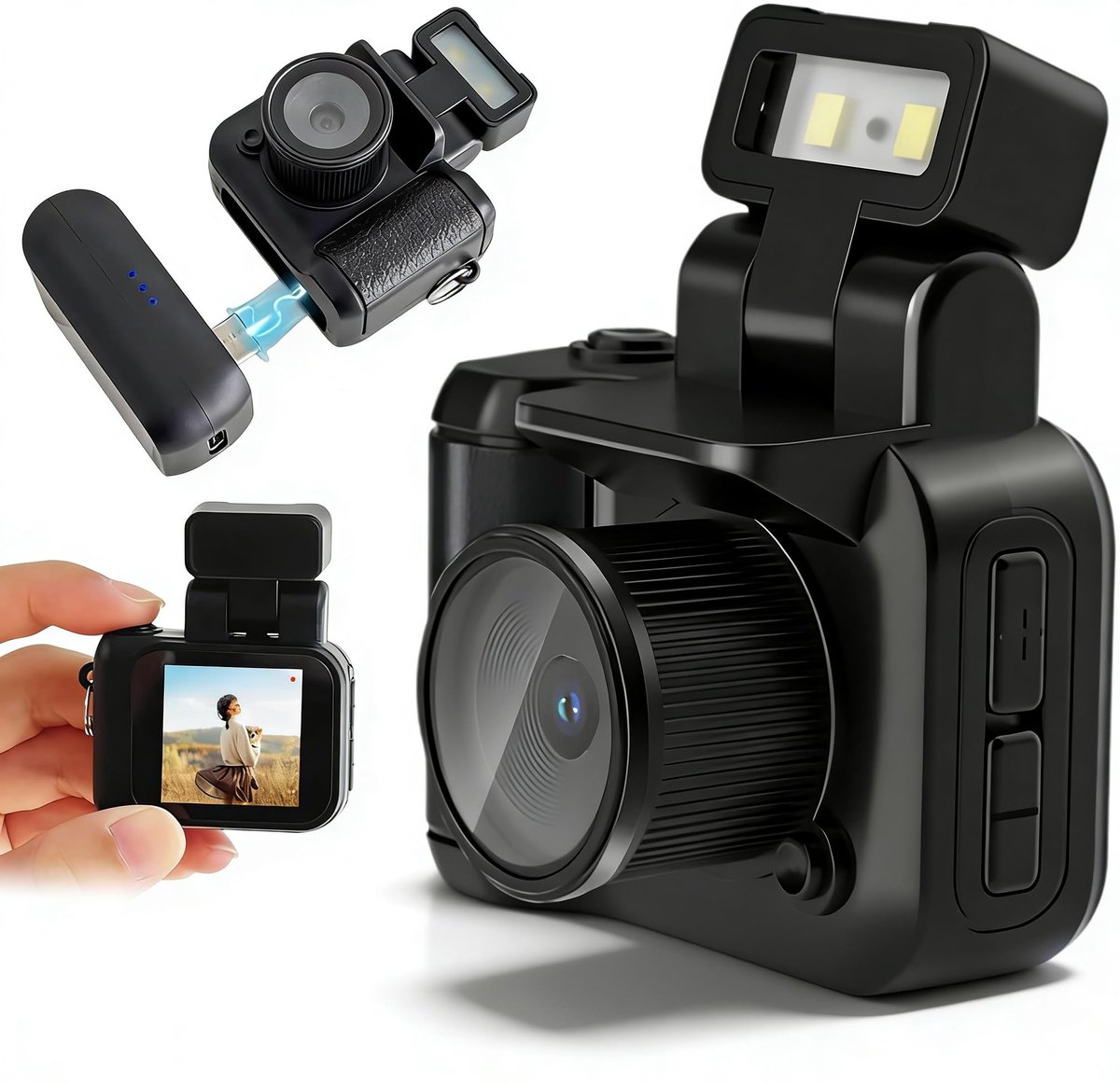Dailygoods - Mini-sleutelhangercamera - 1080P HD - Compacte vlog-reiscamcorder - Voor studenten en tieners - Ideaal voor campusevenementen en avonture
