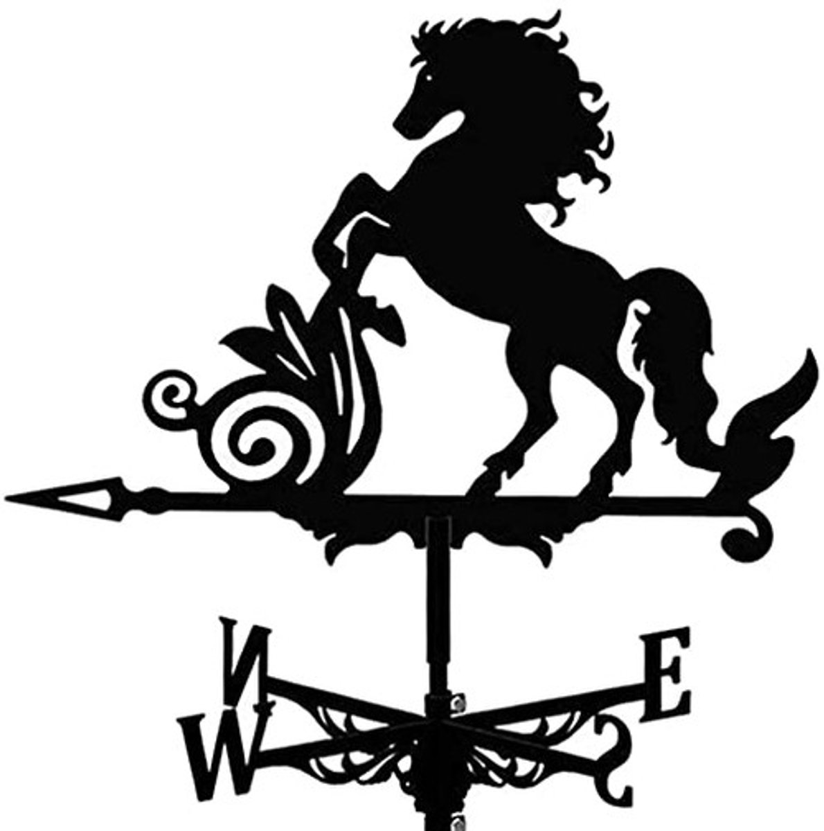 Dailygoods - Weervlag metaal - Windvlag voor dieren - Duurzaam en roestvrij - Zwart - Tuindecoratie - Geschikt voor buiten - Paarden thema