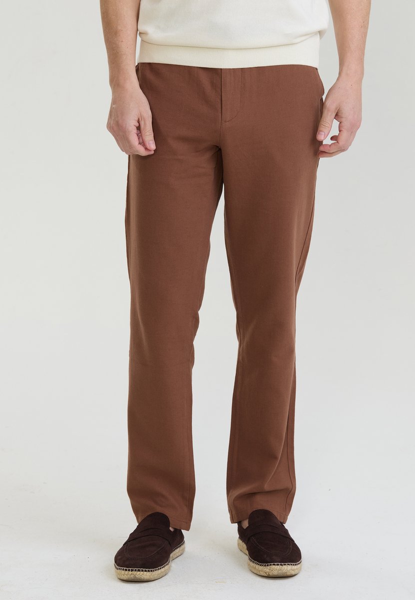 Felix Hardy Chino Zomer Broek Katoen Linnen Heren Bruin - 33