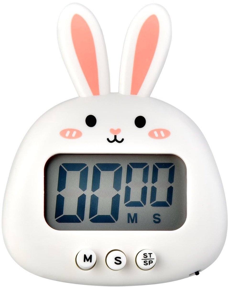 Vlemico - Keukentimer - Digitale Kooktimer - Groot LED-scherm - Wit - Magnetische Stopwatch - Countdown-timer - Geschikt voor Koken - Mini-Kooktimer