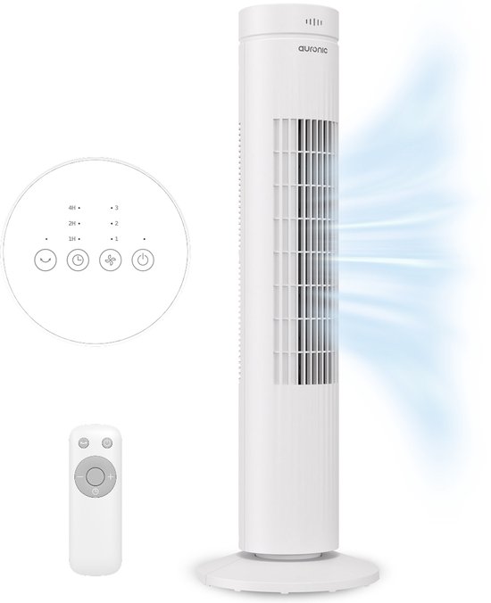 Auronic Torenventilator - Met Afstandsbediening en Timer - Ventilator - 60° Oscillatie - 76 cm - Wit