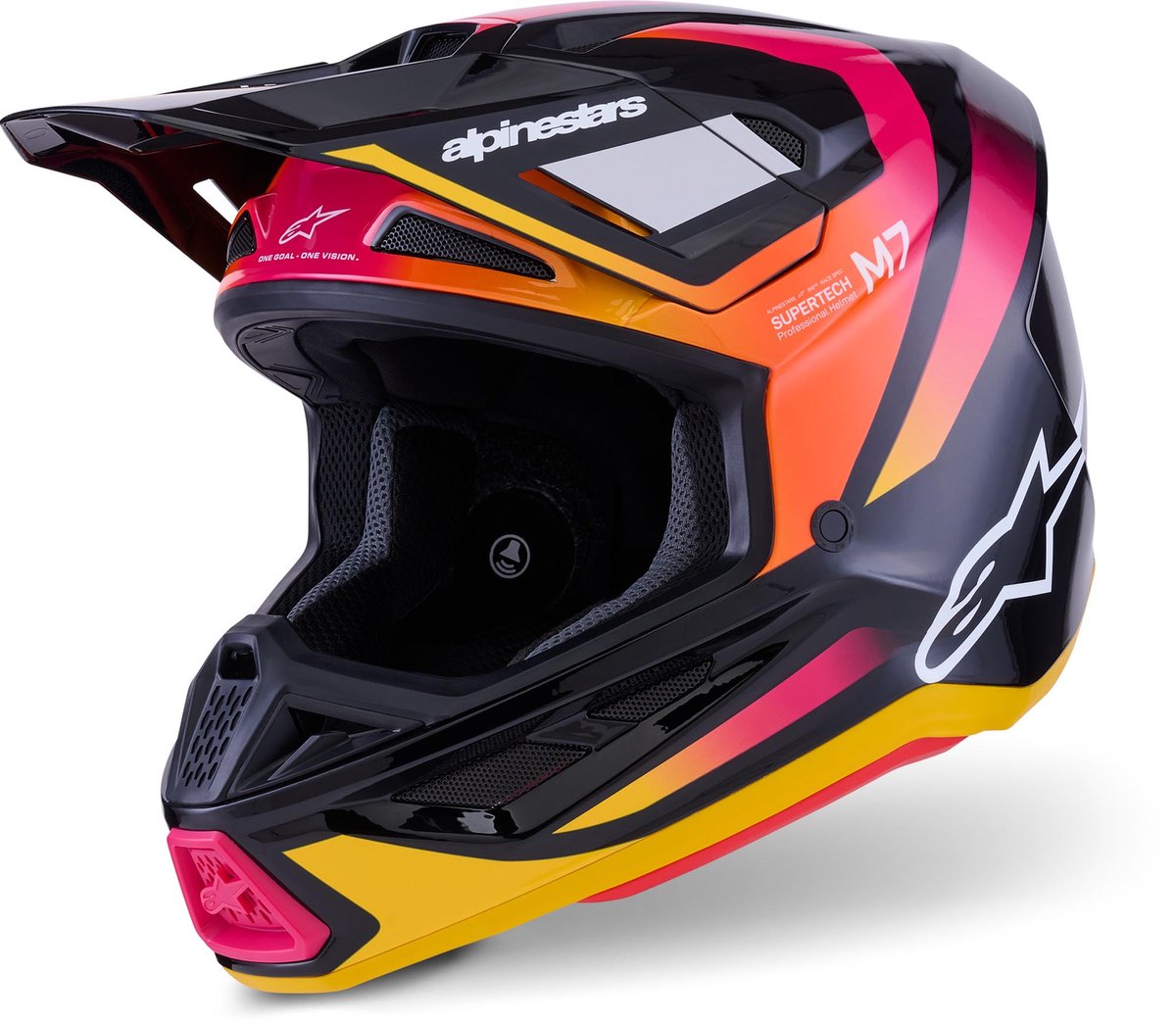 Alpinestars S-M7 Rise Zwart Roze Crosshelm - Helm