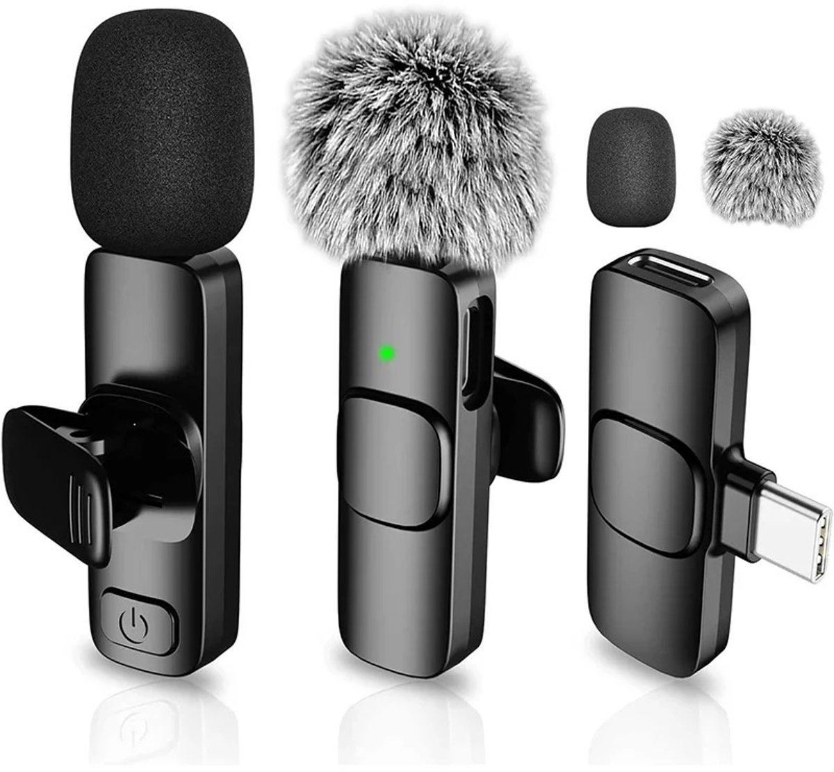 Draadloze Lavalier Microfoon USB-C Bluetooth 5.0 | Clip-On Mini Microfoon voor iPhone 15/16/17, Samsung, Oppo, Xiaomi, OnePlus & Google Pixel | Microfoon voor telefoon | Noise Cancelling Draagbare Draadloze Microfoon voor Vlog, Podcast, Live & Video