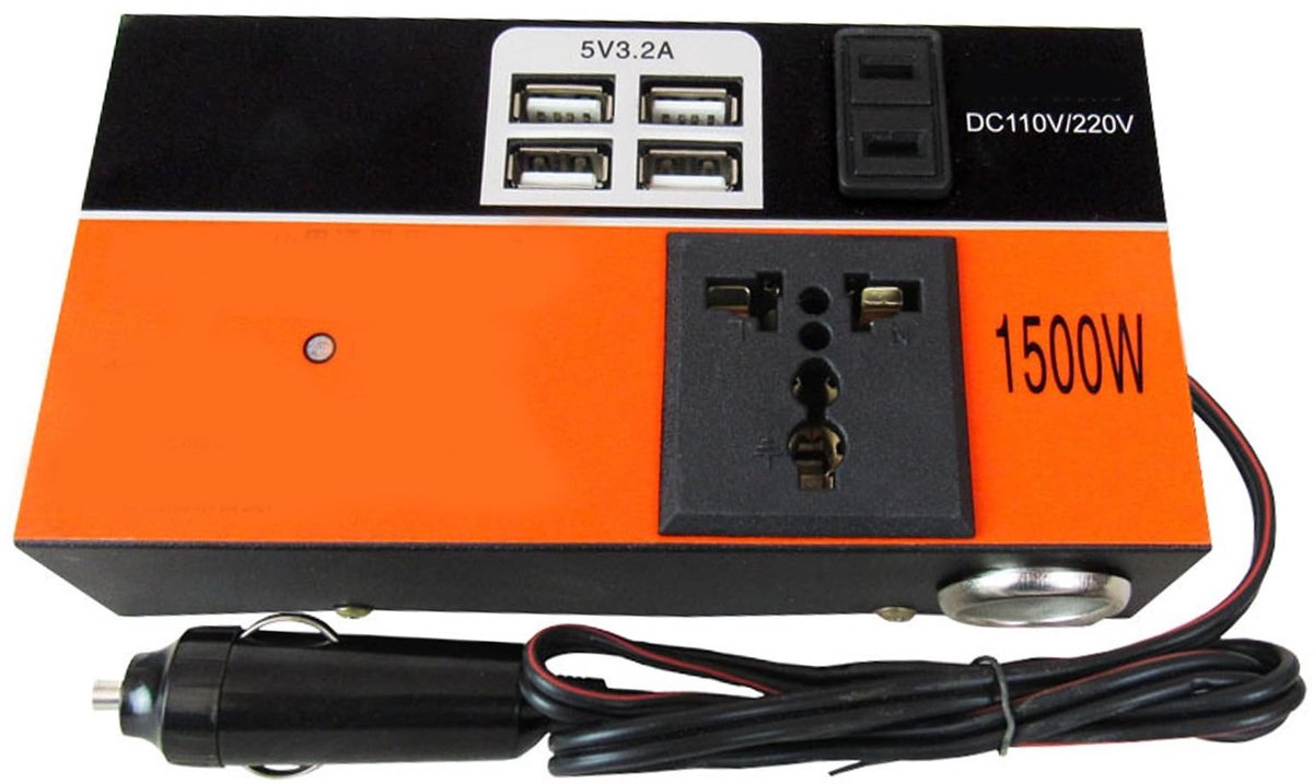 Zeynomax - Auto-Omvormer - 12v 24v Naar 220v - Snel Opladen - Compact Ontwerp - Voertuigomvormer - Multifunctionele Omvormer - Geschikt voor Voertuige