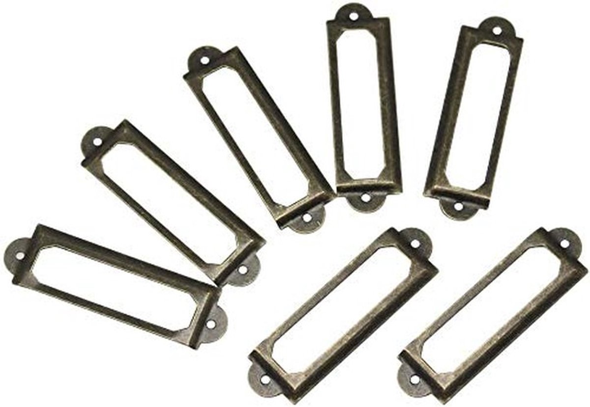 By shayne - Messing Labelhouders - Retro Label Frames - 60x17mm - Perfect voor Kasten - Inclusief Schroeven - Set van 50 Stuks - Geschikt voor Interi.