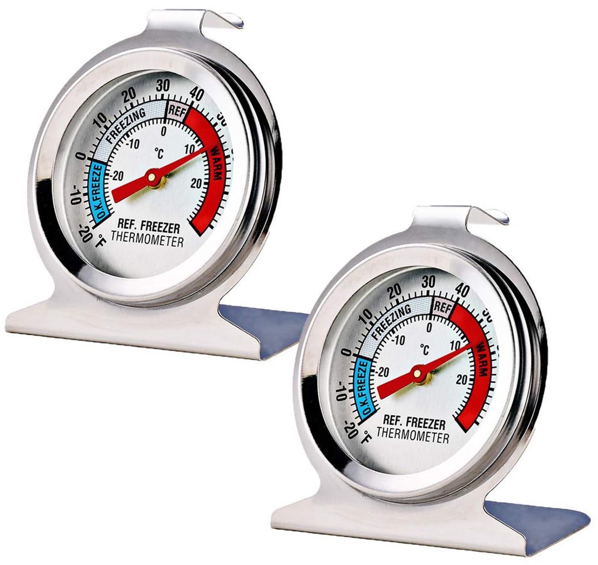 Smoakez - Koelkast Thermometer - 2 Stuks - Grote Wijzerplaat - Voor Vrijezer en Koelkast - Nauwkeurig aflezen - Gemakkelijk in gebruik - Voor dagel...