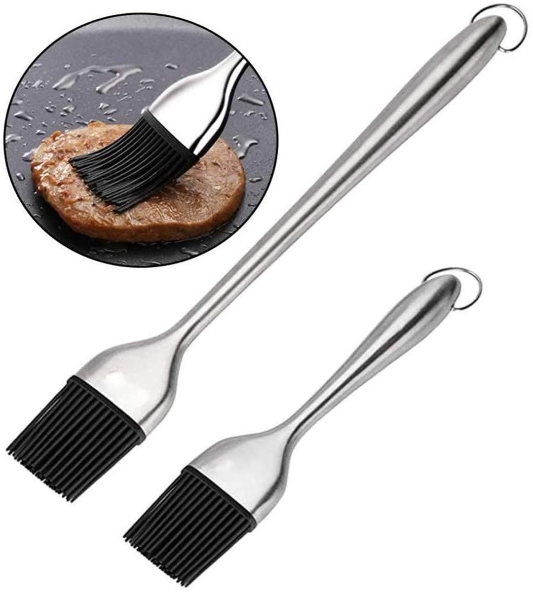 By shayne - Voarge Barbecue Siliconen Borstel - Set van 2 - Effectief en veelzijdig - Wit - Grill- en bakborstel - Voor en bakken - Vaatwasserbestendi