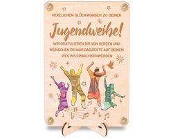 Dailygoods - Houten cadeau - Geldgeschenk voor toewijding - Natuurlijk - Verpakking papier - Perfect voor jeugd - Maat M