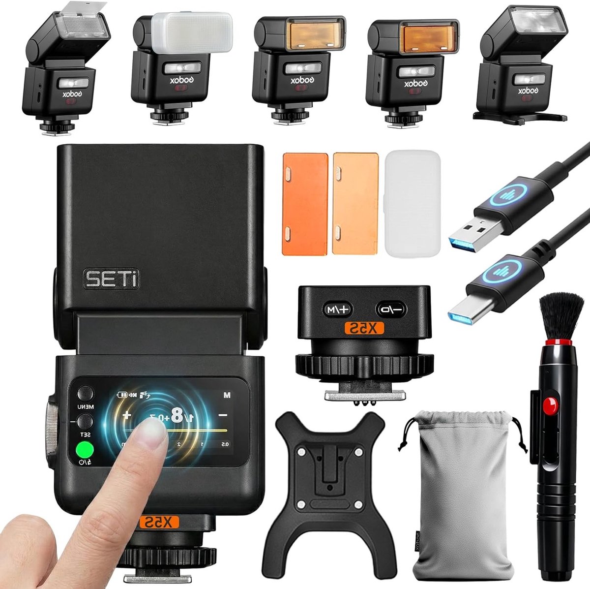 Camera Flitser met TTL Trigger voor Sony, Magnetisch Split Design voor Off-Camera Fotografie, HSS, Kleurenscherm, Draadloos 2.4GHz Systeem, USB-C Aansluiting