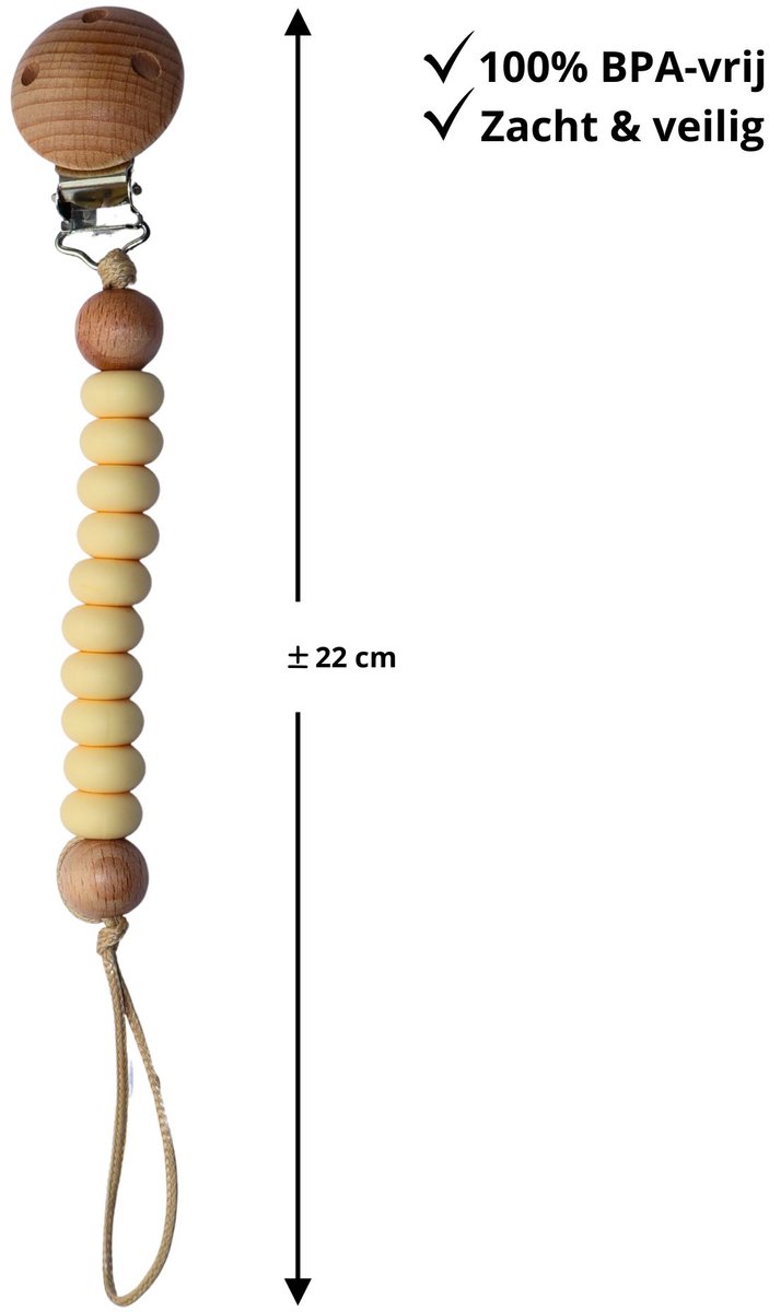 Zibbi Siliconen Bijtring & Speenkoord Set - 3-delig - BPA-vrij - Baby Bijtring - Speenkoord - Baby Cadeau - Soft Yellow - 0+ maanden van Zibbi — afbeelding 4