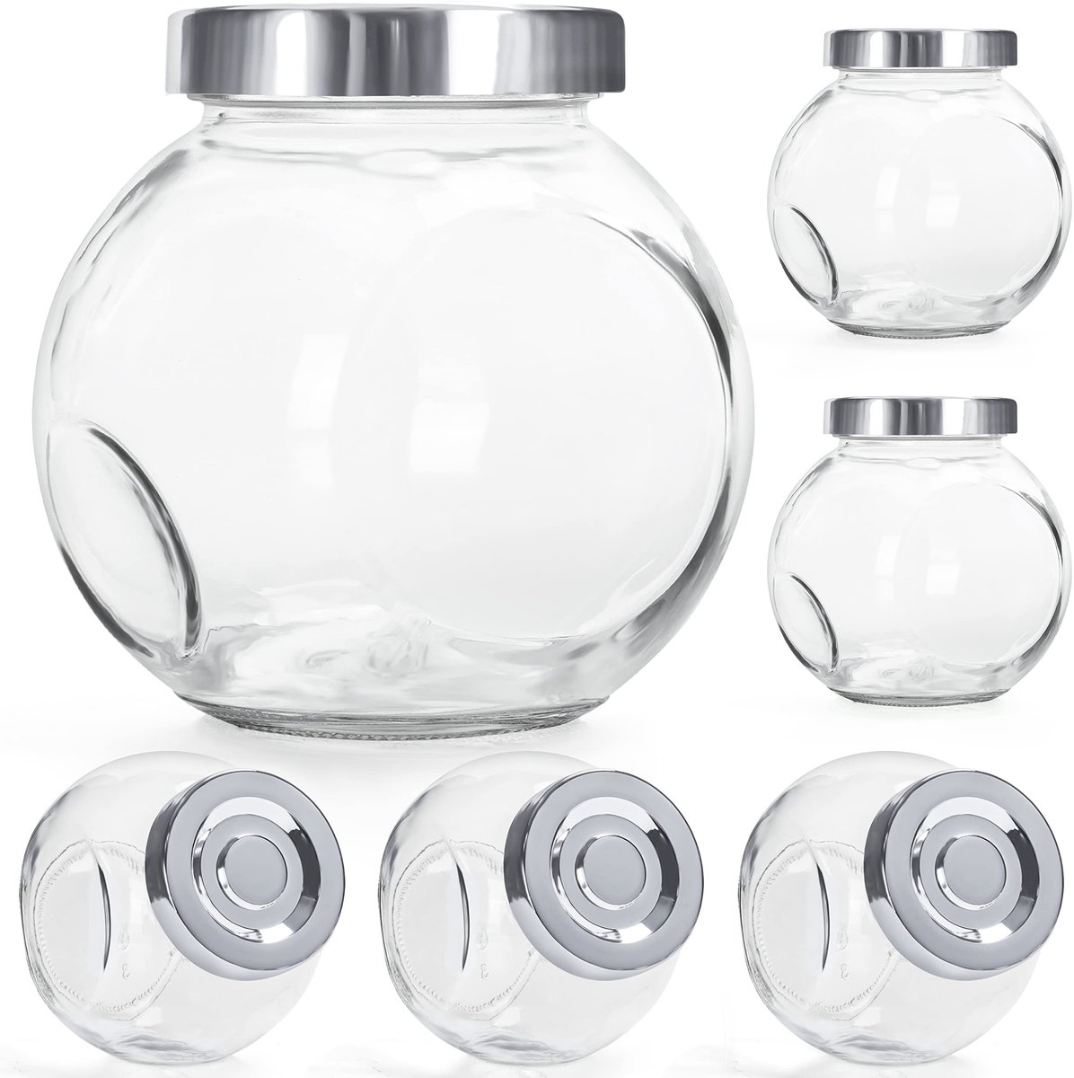 Dailygoods - Glazen Opslag Potten - 6 Pak - Luchtdicht en Magnetronbestendig - 480 ml - Voor Kruiden en Specerijen - Perfect voor Keukenorganisatie